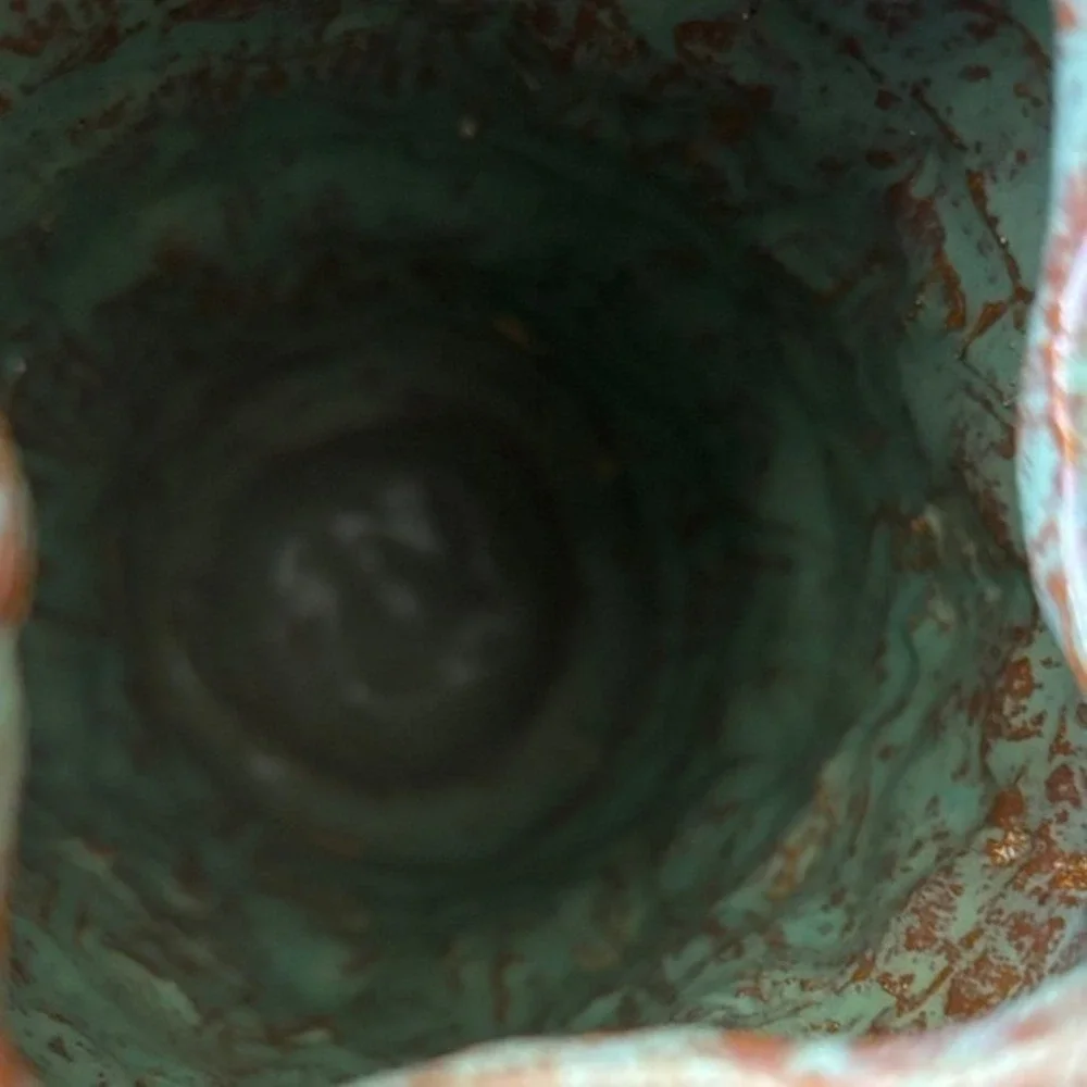 Freeform Coil Pottery Vase Ceramic Artist Handmade Vessel Modern Sea Green‎ 7in